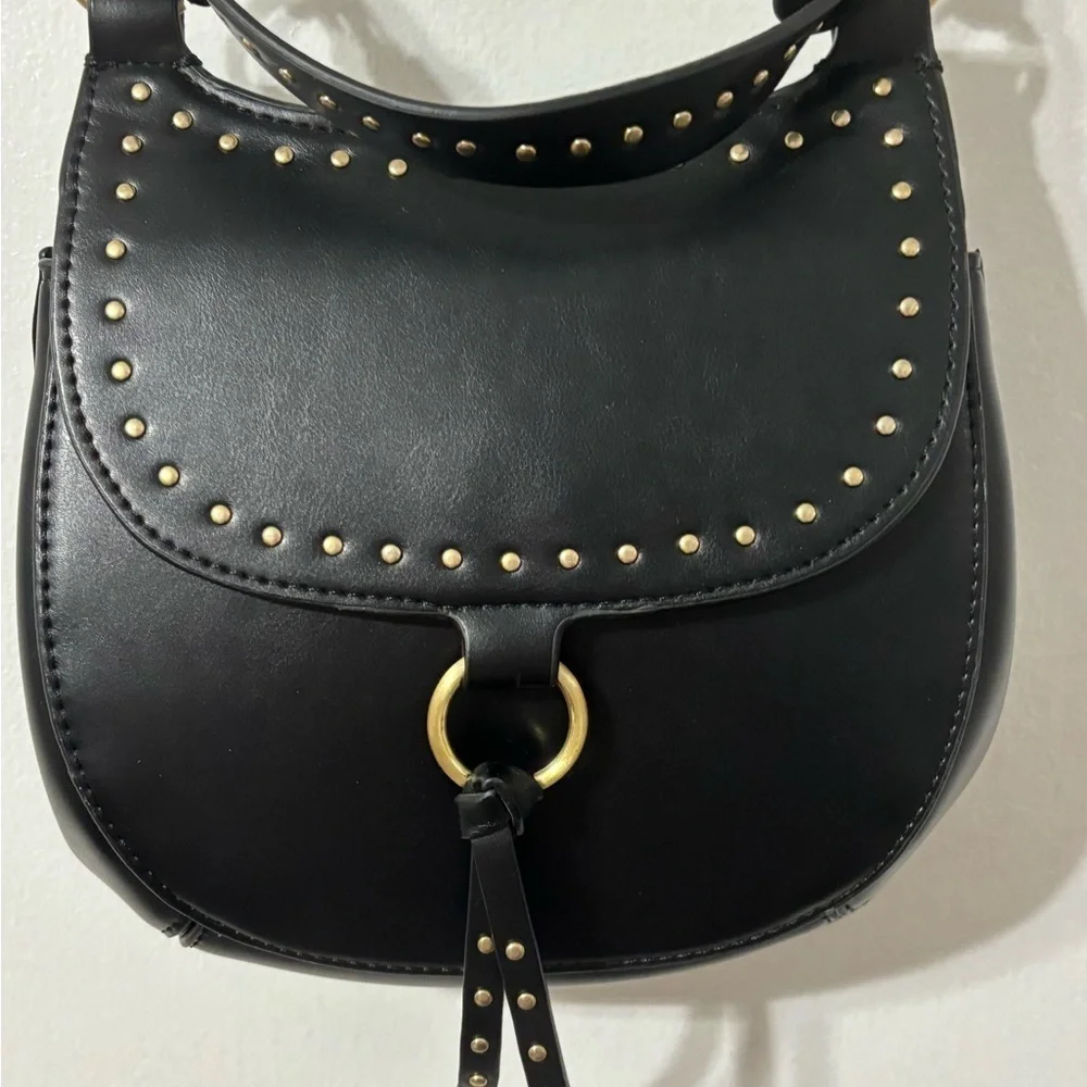 Zara NWOT vegan leather saddle bag black - Picture 2 of 6